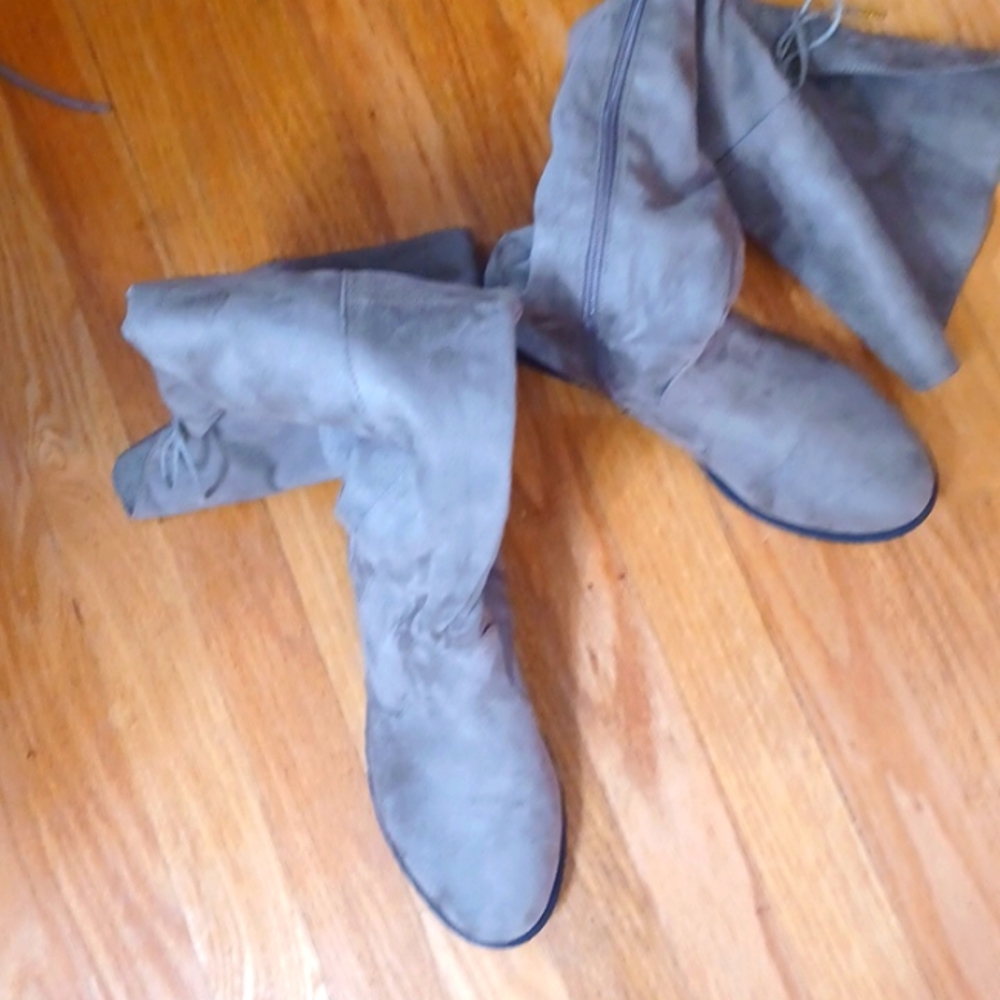 Over The Knee Faux Suede Boots-Taupe